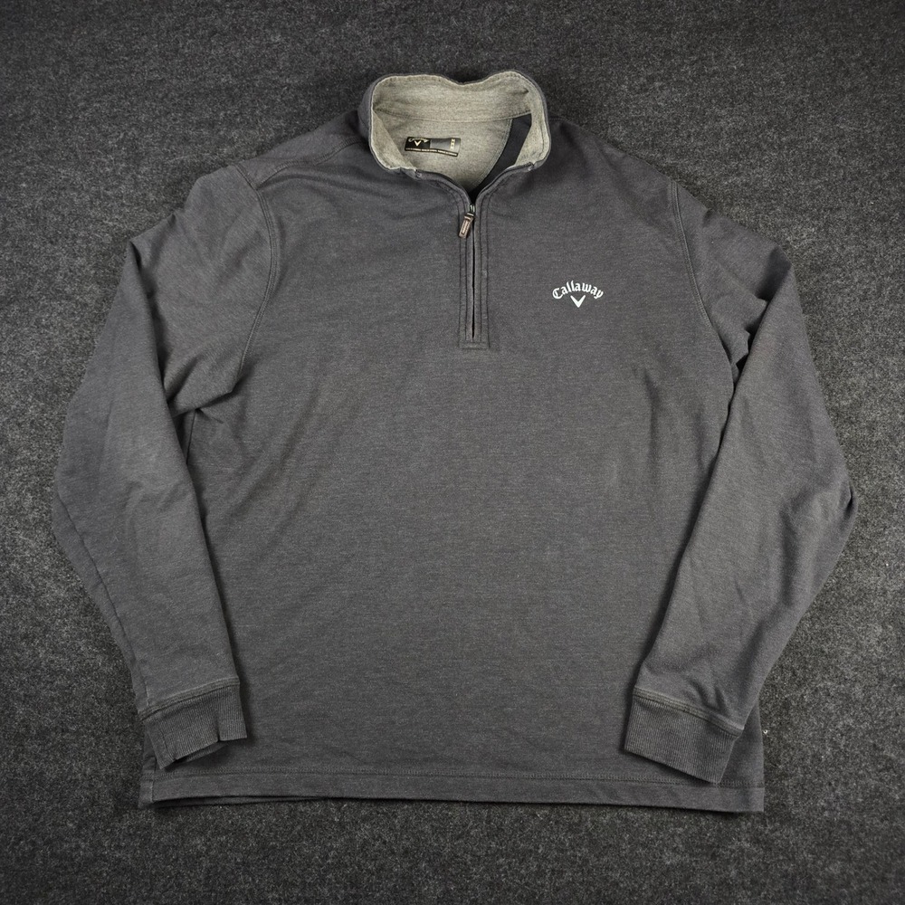 Callaway Mens Charcoal Gray Quarter Zip Pullover Sweatshirt Stretch Layer Size M